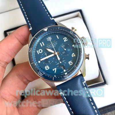 Copy Tag Heuer Autavia Chronometer Flyback Chrono Watches Blue Dial 43mm